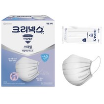 크리넥스 국내생산 5단접이식 구조 편안한 호흡 비말차단 콧대고정 와이어 소프트한 귀걸이 밴드 개별포장 일회용 덴탈마스크 대형 60매