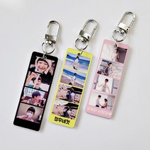 메탈 포토 인생네컷 키링 커플 반려동물 선물 에어팟 버즈 프로 자동차 차량용 키링 키홀더, 01.네컷키링(다른양면), 귀욤체, 머스트블랙