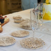 [조이라탄] 라탄 티코스터 만들기 키트 2가지타입 (동영상포함) 라탄키트 홈카페 라탄소품 집들이선물, 기본키트(줄자/송곳포함)