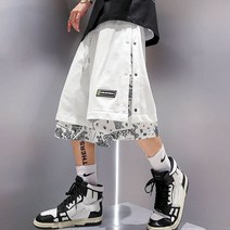 Dline 패치 워크 인쇄 반바지 남성 여름 캐주얼 스포츠 느슨한 대형 크기 브리치 남자 농구 짧은 바지 고스 펑크 옷 트레이닝 반바지 농구복 조던 반바지 언더아머 반바지