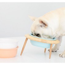 높낮이 조절 원목 스탠드 반려동물 세라믹 밥그릇 / 고양이 사료 냥이 강쥐, 원목식기 소형, 화이트클라우드