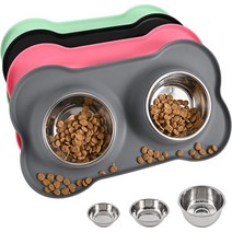 강아지 밥그릇 흘림방지 미끄럼방지 분리세척 세균억제, 그레이, S