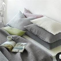 쁘리엘르 마일드 피그먼트 아사 누비 베개커버 50x70, 웜그레이/라이트그레이