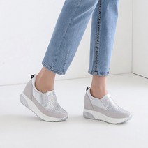 세무 콤비 큐빅 밴딩 키높이 슬립온 4.5cm