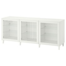 이케아 베스토 수납콤비네이션+도어 - 화이트/오스트비크/카바르프 화이트투명유리 180x42x74 cm