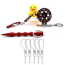 부력 와이어 꿰미 살림망 살림망 물고기걸이 낚시, 오리 꿰미 5구, 레드, 1개