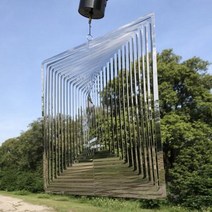 윈드차임 윈드스피너 바람 3D 윈드 스피너 차임 하트 스퀘어 드롭 모양 스테인레스 스틸 회전 야외 정원 및 실내 모두용, 없음, 25cm Square