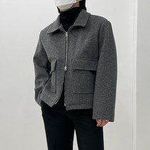 투웨이 집업 크롭 남자 울 자켓