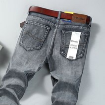 남자 배기 일자 와이드 데님 팬츠 청바지 캐주얼 슬림 남성용 스트레이트 봄 여름품 블랙