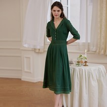 [심플레트로]Fiona Cotton Green Midi Dress