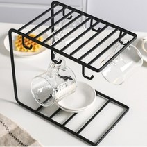 철재 컵걸이 6구 컵정리대 홀더 커피잔 업소 카페 랙 주방 선반, 블랙