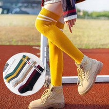 두줄 니삭스 운동 오버 무릎위 레깅스 니하, 나모 쿠팡 두줄오버니삭스_블랙