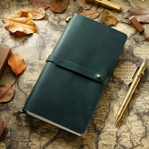 소가죽 수제 빈티지 다이어리 22-12.5cm 업무일지 생각보관함, 그린