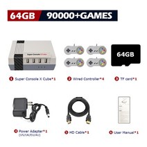 KINHANK-슈퍼 콘솔 X 큐브 레트로 게임 117000 개 비디오 지원 PSP/PS1/DC/N64/mame용 70 에뮬레이터 패드 포함, [02] 64G wired-4, [04] AU PLUG