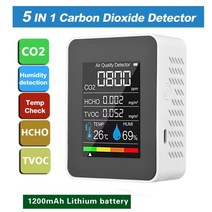 산소측정기 공기측정기 이산화탄소측정기 미세먼지측정기 미세 6 in 1 pm2.5 pm10 hcho tvoc co co2, 5 in 1 흰색, 1개