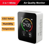 곡물 벼 수분 활성도 측정기 디지털 온도 습도 테스터 이산화탄소 감지기 공기 품질, 3 in 1 흰색
