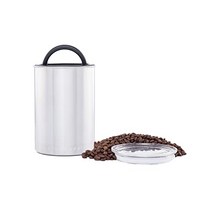 Airscape Stainless Steel Coffee Canister | Food Storage Container | Patented Airtight Lid | Push Out, 1, Brushed Steel