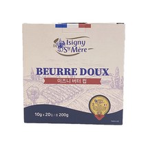 Isigny 이즈니 무염 버터컵 10g X 20개(포션 버터) 프랑스, 200g, 1개