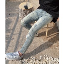 구제핏 찢어진 남자 슬림핏 스키니한 청바지