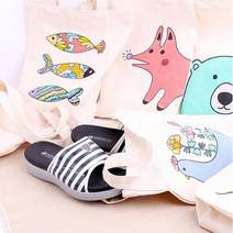 미리사몰B DIY 민화 에코백 만들기 세트 천 가방 무지 도안 친환경 재료 미술 그리기 색칠 꾸미기 자랑 어린이 초등 학교 돌봄 방과후 수업 준비물, 민화 신발주머니:곰, 1개