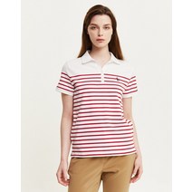 21SS [populet]핑크 스트라이프배색 면혼방 반팔카라티셔츠 WSTS1B307P3