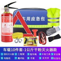 자동차 소화기 비상 키트 개인 자동차 도구 키트 자동차 3 피스 슈트 연간 검사 자동차 구조 안전 키트, 10개세트새로운국가표준건조분말소화기3C인증