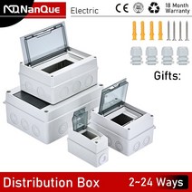 정션박스 분전함IP65 방수 MCB 야외 전기 배급 상자 1/2/5/6/8/12/15/18/20/24 방법 플라스틱 투명 패널, 24Ways