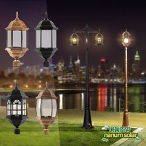 나눔조명 전기 가로등 주마 1등 2등 가로등 LED 정원등, 62_2구하향(황동육각_ 기둥 2.2M)