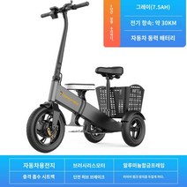 발 전기자전거 가정용 미니 화이트 세발 고성능 자전거 출퇴근용, 글로벌|그레이7.5A/자동차배터리/약30km/배터, 36V