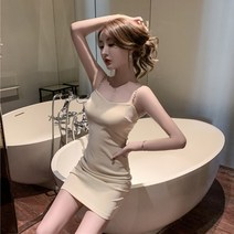 속치마 라이브 의류 인싸템 여성 아나운서 복장 스키니핏 힙랩 체인 끈나시 슬립 이너웨어 1164131644