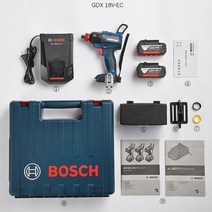 임팩드릴 전동공구 가정용전동드릴 전동공구세트 Bosch GDX 18V EC 충전식 배터리 스크루 드라이버 임팩트 렌치 기계 이중 사용 4A 2 개전기 드릴, GDX 18 V-EC