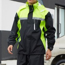 오토바이 배달 우비 바이크 방수 우의 레인코트 모자, XL, 네온우비세트-옐로우