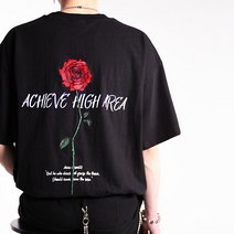 장미 자수 반팔 _ 블랙