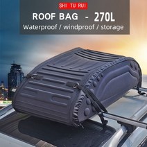 차량용 루프백 캠핑 박스 승용차 SHITURUI-옥스포드 천 지붕 가방 수하물 랙 용량: 270L 방수 비 눈, 01 BLACK -270L