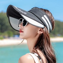 골프모자 골프 모자 햇빛차단모자 썬캡 여성 야외운동 여성라이딩 코디하기쉬운 배색 태양 차양모자, 투톤 모델, 순수한 검정색