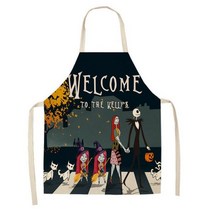 호박 마녀 공포 해피 할로윈 주방 앞치마 여자 남자 홈 요리 베이킹 숍 청소 코튼 린넨, 55x68cm, style 16