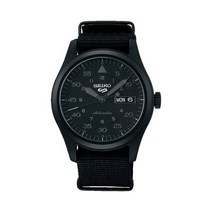 SEIKO 남성 블랙 다이얼 스테인리스 스틸 밴드 오토매틱 시계