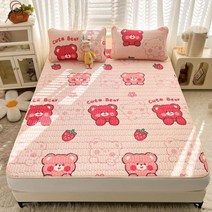 사랑스러운 만화 패턴 라텍스 침대 매트 키트 차가운 느낌 레이온 쿨 및 베개 케이스 아늑한 수면 냉각 매트리스 패드, 69.19 - 90x200cm 2 pcs set