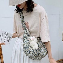 홍대언니 곰인형 장식 플라워 밴딩 숄더백 가방 J353