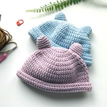아기곰 신생아 뜨개 모자 DIY 키트 패키지, 705핑크빛베이지