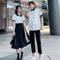 심플한 투피스 커플룩 스몰 웨딩 촬영 신혼 여행 스냅 사진 캐주얼 사복 스튜디오 화보 의상