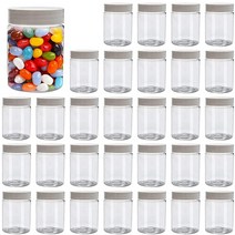 Accguan 30팩 113 4g(4온스) 플라스틱 병 보관 용기 화이트 뚜껑 포함 밀폐 투명 넓은 입구 슬라임 화장품 크림 라이트 클레이용 341707
