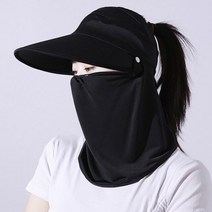 얼굴 햇빛 가리개 골프 농사 모자 여름 넥워머 목 자외선 차단 마스크 경량 통기성 양산 바이저 스포츠 하이킹 360 학위 UV 보호 커버 낚시 태양, BK