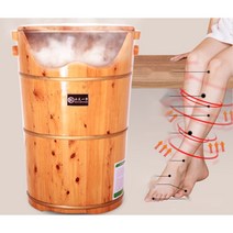 건식 족욕기 마사지기 반신욕기 편백나무 나무 황토 1인 가정용 사우나 건식 반신 욕조 욕기, 01.60cm 높이 뚜껑 + 마사지 스툴