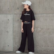 초등 힙합 아동 방송댄스 공연 무대 의상 비보이 트 걸 패션 여름 여아 재즈 댄스 의 수트 2022 여름옷 미디엄 키즈 패기 반팔 상의 와이드 팬츠
