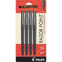 PILOT Razor Point 파인 라인 마커 스틱 펜 초미세 포인트 (0.3mm) 블랙 잉크 4팩 (11044) 3900260850, 12 Count (Pack of 1), Black Ink