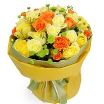 엔젤플라워 가격대비짱축하꽃다발 꽃상자 꽃배달 기념일선물, A14 노랑혼합