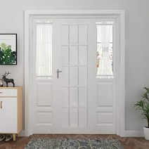 Aquazolax 앞문 사이드 라이트 커튼 프리미엄 소프트 스트라이프 화이트 시어 프렌치 도어 커튼 창문 트리트먼트 로드 포켓, Striped Sheer |01-72, 30