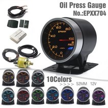 대쉬보드 EPMAN2 quot52mm 터보 부스트 오일 프레스 온도 수온 타코미터 볼트 게이지 EXT EGT 10 가지 색상 디지털 LED 디스플레이 자동차 미터, 4.Oil Press BAR