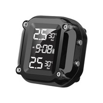TPMS 오토바이 승용차 타이어공기압 게이지 모니터 링tpms 무선 타이어 타이어 온도 압력 알람 시스템 2 외부 센서 usb 충전, 검은색